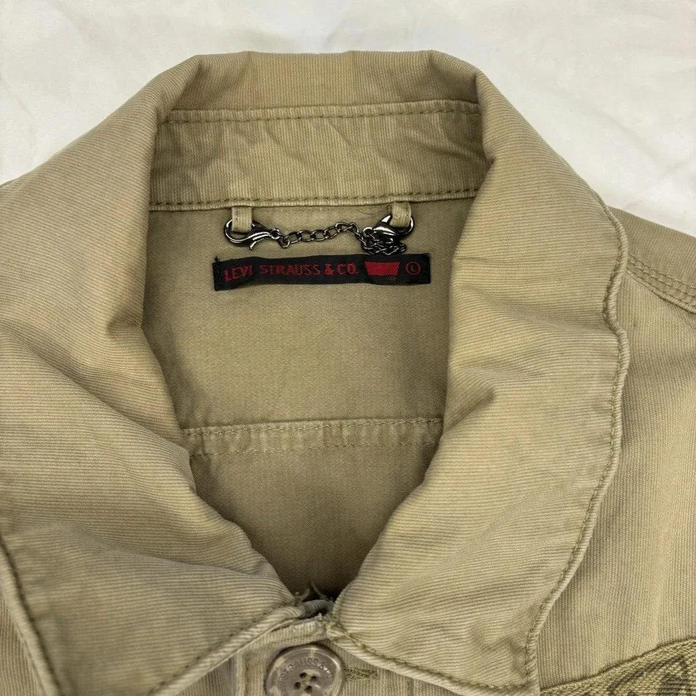 Men's LEVI'S Khaki‎ 100% Cotton Button Up Utility Jacket Size Large